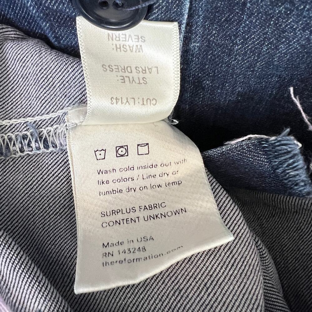REFORMATION Lars Sleeveless Denim Mini dress Blue Button Front Women's Size 4 - Picture 11 of 11